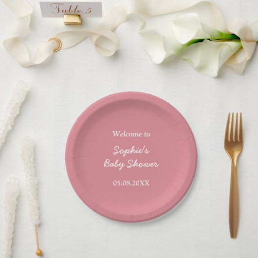 Blush Roze Baby shower Papieren Borden Papieren Bordje (Huwelijk)