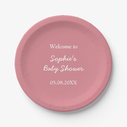Blush Roze Baby shower Papieren Borden Papieren Bordje (Voorkant)