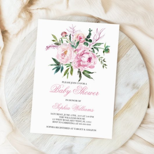 Blush Roze Baby shower Uitnodiging