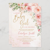Blush Roze Baby shower Uitnodiging (Voorkant / Achterkant)
