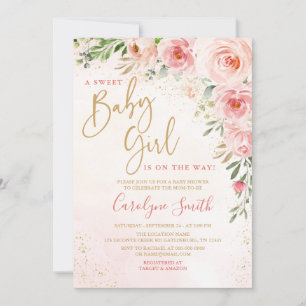 Blush Roze Baby shower Uitnodiging
