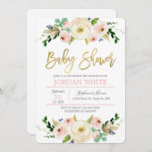 Blush roze Baby shower-uitnodiging Kaart (Voorkant / Achterkant)