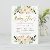 Blush roze Baby shower-uitnodiging Kaart (Staand voorkant)