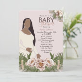 Blush Roze Baby shower Waterverf Floral Kaart (Staand voorkant)