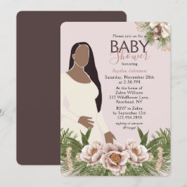 Blush Roze Baby shower Waterverf Floral Kaart