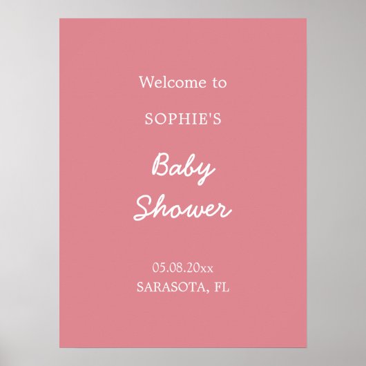 Blush Roze Baby shower Welkom Poster (Voorkant)