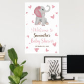 Blush roze Baby shower welkomstteken Poster (Thuiskantoor)