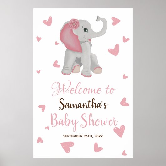 Blush roze Baby shower welkomstteken Poster (Voorkant)
