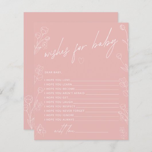 Blush Roze Baby shower wenst behuizing Kaart (Voorkant / Achterkant)