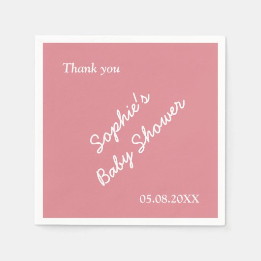 Blush Roze Baby showers papieren servetten (Voorkant)