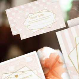 Blush roze Baby  zwanen luier Raffle Informatiekaartje