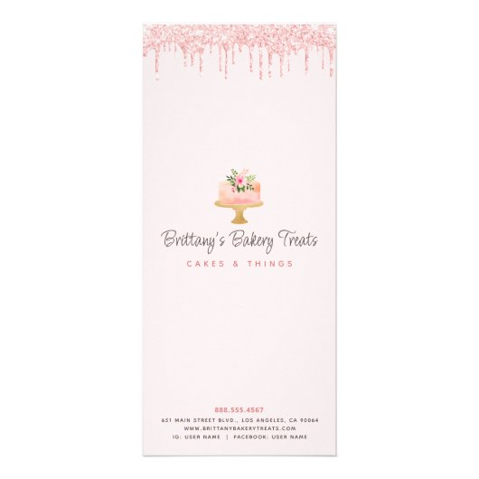 Blush Roze Bakkerij Cake Glitter Gebak Chef Menu (Achterkant)
