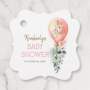 Blush roze ballon Baby shower Dank je wel Bedankjes Labels