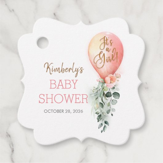 Blush roze ballon Baby shower Dank je wel Bedankjes Labels (Voorkant)