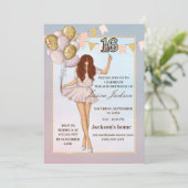 Blush Roze Ballonnen Roos Goud Sweet Sixteen Kaart (Staand voorkant)