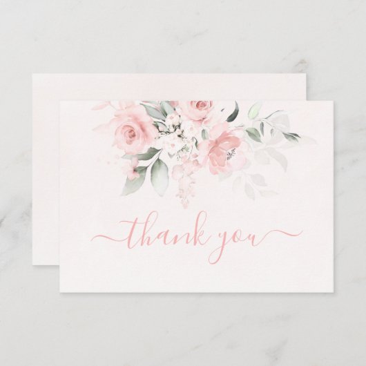 Blush roze bedankkaart (Voorkant / Achterkant)