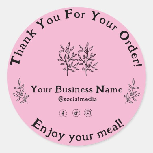 Blush Roze Bedankt voor je bestelling voedingsbedr Ronde Sticker (Voorkant)