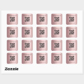Blush roze bedrijfs qr-code onderhoud info vierkante sticker (Vel)