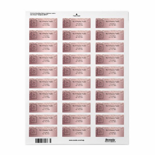 Blush roze bedrijfsadres logo retouradres etiket (Full Sheet)