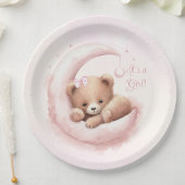 Blush Roze Beer Meisje Baby shower Papieren Bordje