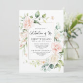 Blush roze begrafenisuitnodiging kaart (Staand voorkant)