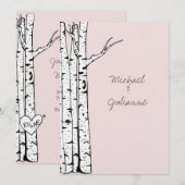 Blush Roze Berk Bomen Bruiloft Kaart (Voorkant / Achterkant)