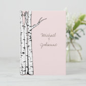 Blush Roze Berk Bomen Bruiloft Kaart (Staand voorkant)