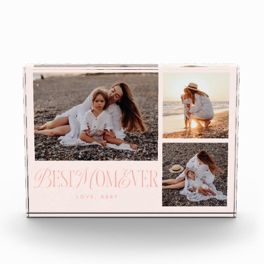 Blush roze beste mam ooit collage fotoblokken (Voorkant)