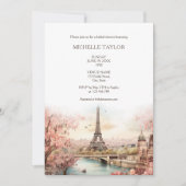 BLush Roze Bestemming Bruiloft Paris Eiffeltoren Kaart (Voorkant)