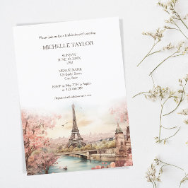 BLush Roze Bestemming Bruiloft Paris Eiffeltoren Kaart