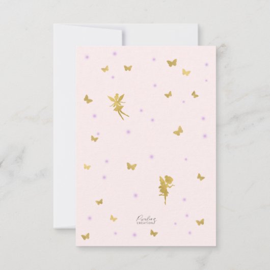 Blush roze betoverde sprookjesverjaardag bedankkaart (Achterkant)