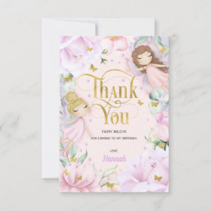 Blush roze betoverde sprookjesverjaardag bedankkaart