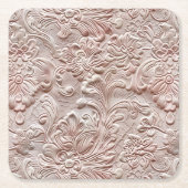  blush roze bewerkt leder kartonnen onderzetters (Voorkant)