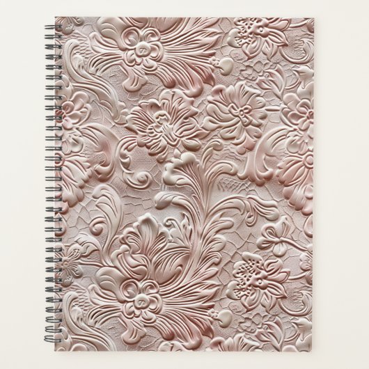  blush roze bewerkt leder planner (Voorkant)