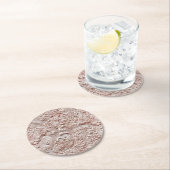  blush roze bewerkt leder ronde kartonnen onderzetter (Insitu)