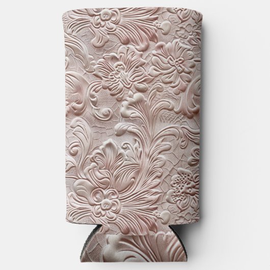  blush roze bewerkt leder seltzer blikjeskoeler (Voorkant)