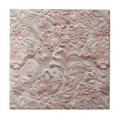 blush roze bewerkt leder tegeltje (Voorkant)