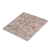 blush roze bewerkt leder tegeltje (Zijkant)