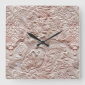  blush roze bewerkt leder vierkante klok (Voorkant)