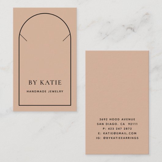 Blush roze & Black Minimale Ketting Display Card Visitekaartje (Voorkant / Achterkant)