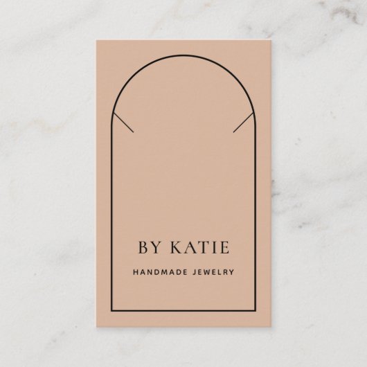 Blush roze & Black Minimale Ketting Display Card Visitekaartje (Voorkant)
