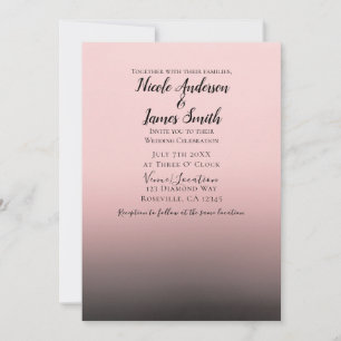 Blush roze & Black Ombre Modern Chic Wedding Kaart