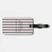 Blush Roze, Black Stripe White Monogram Label Bagagelabel (Achterkant horizontaal)