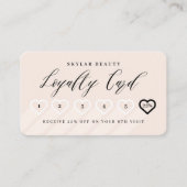 Blush Roze & Black Stylish Minimal Heart Love Klantenkaartje (Voorkant)