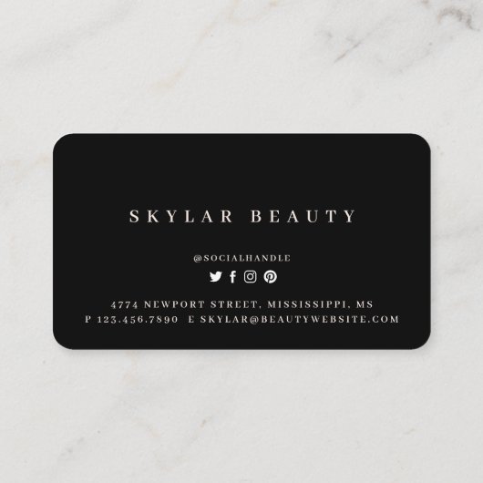 Blush Roze & Black Stylish Minimal Heart Love Klantenkaartje (Achterkant)