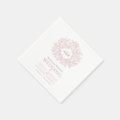 Blush roze bladcirkel monogram kunst bruiloft aang servet (Hoek)