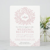 Blush roze bladmonogram voor bruiloft kaart (Staand voorkant)