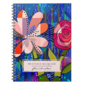 Blush roze blauw abstract modern bloemig notitiebo notitieboek (Voorkant)