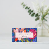 Blush roze blauw abstract modern bloemig visitekaartje (Staand voorkant)