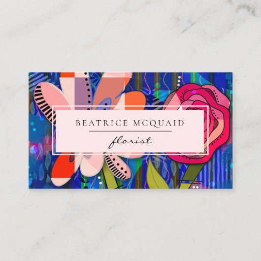 Blush roze blauw abstract modern bloemig visitekaartje (Voorkant)